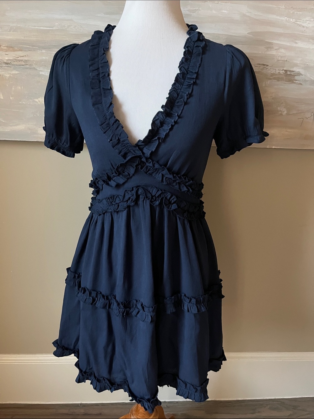Altar’d State navy feminine ruffled dress